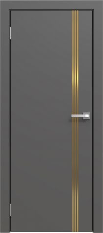Межкомнатная дверь эмалированная Эмаль Line 03 (золотой молдинг) цвет графит