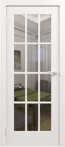 Межкомнатная дверь эмалированная Перфето 6 Белый с прозрачным стеклом