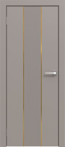 Межкомнатная дверь эмалированная Эмаль Line 04 (золотой молдинг) цвет капучино