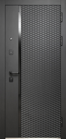 Входная дверь квартирная Luxor 2МДФ Ромбы Вертикаль Зеркало Эмалит Белый